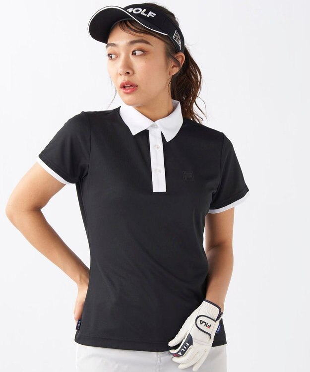 FILA GOLF／marie claire 【FILA GOLF】アクセントカラー半袖ポロシャツ ブラック