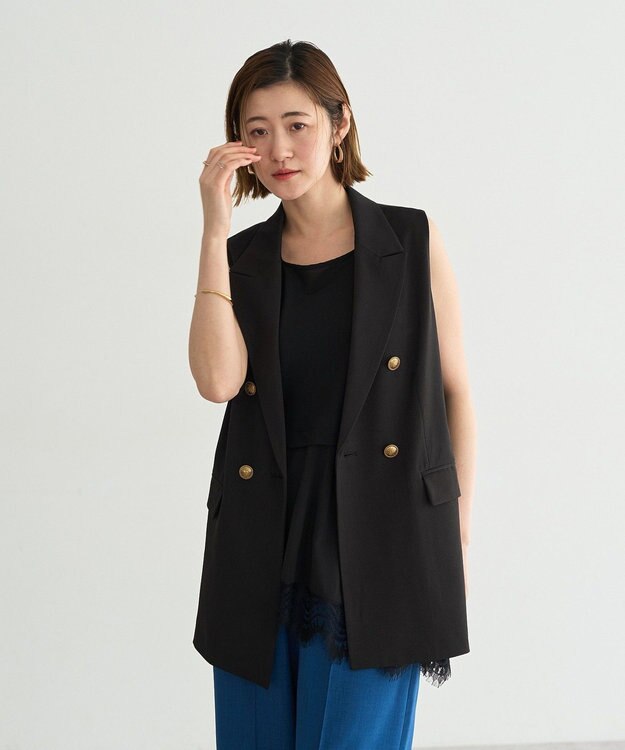 YECCA VECCA 2wayアシメデザインノースリーブブラウス Black