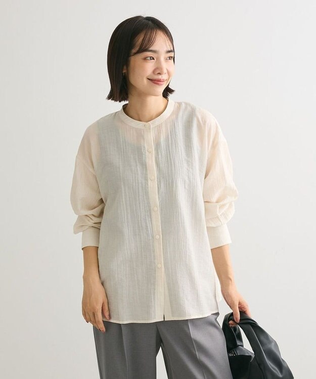 Green Parks バックシャンバンドカラーシャツ Beige