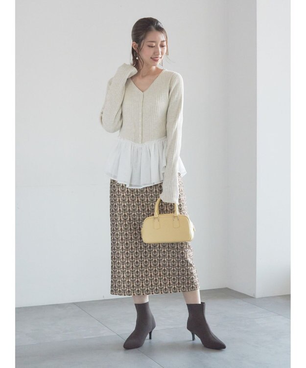 Te chichi ジャガードIラインミドルスカート ブラウン