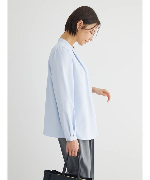 Green Parks ＢＰ　ケア楽　ポイント釦ブラウス Sax