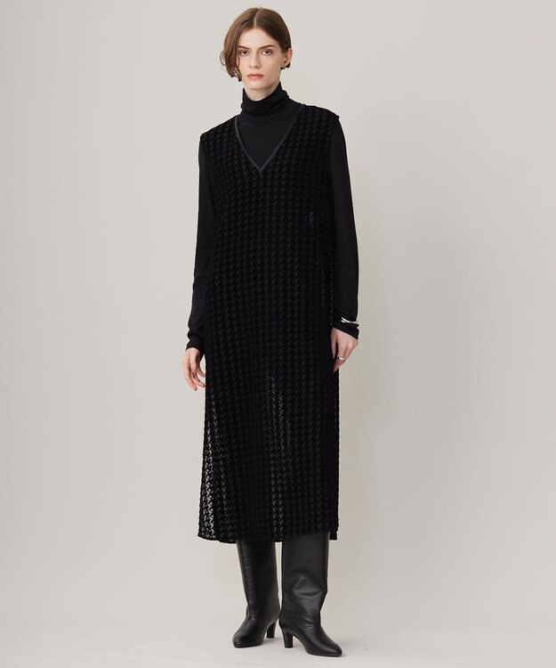 ICB 【洗える】リヨセルカシミヤスムース ハイネックカットソー ブラック系