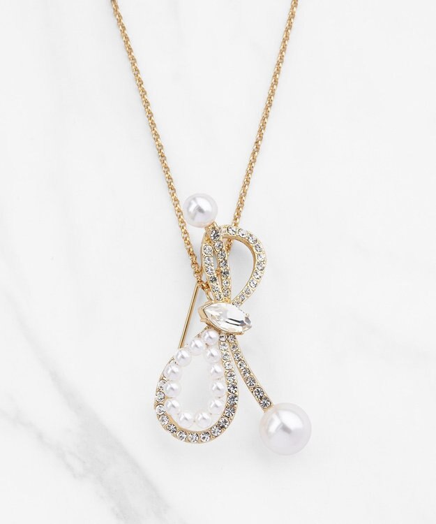 TOCCA 【八木アリサさん着用】SHAKE RIBBON 2WAY BROOCH NECKLACE ブローチネックレス ゴールド系