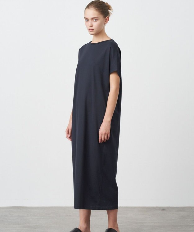 ATON SUVIN 60/2 | キャップスリーブワンピース NAVY