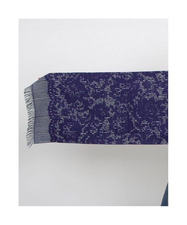 UNBILLION カシュネ cache nez / レース柄グレンチェックマフラー パープル