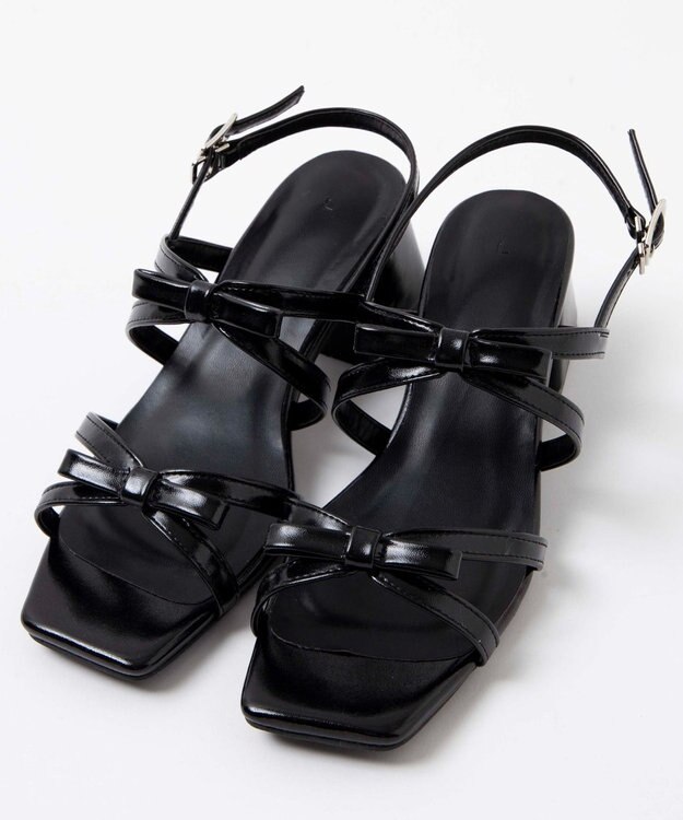WEGO リボンヒールサンダル ブラック