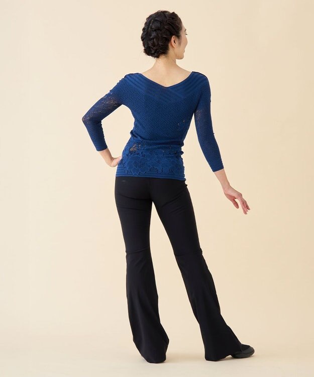 Chacott 【ノーソーイングニット】リバーシブルボートネックトップ アイアンブルー