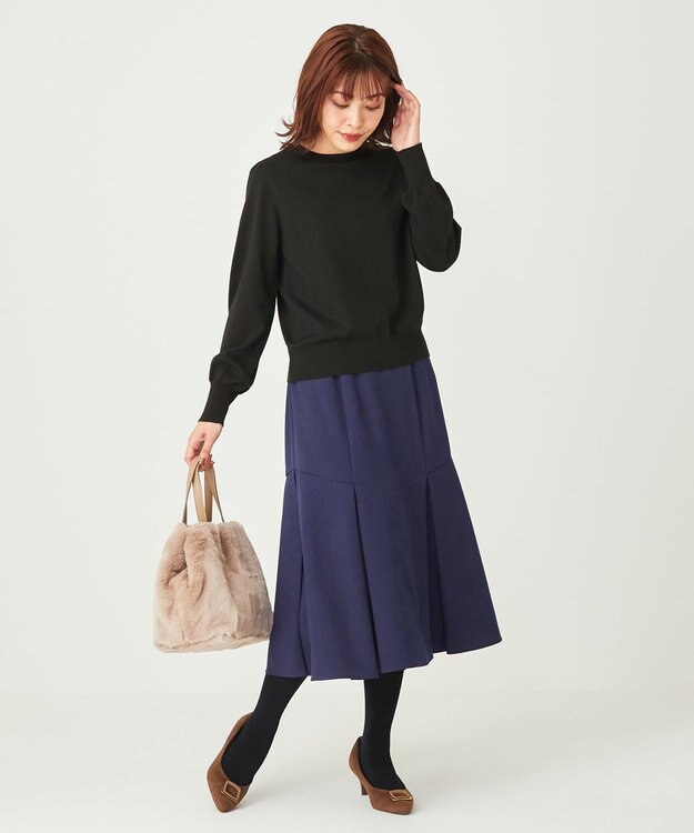 ANY SIS 【洗える】タックマーメイド スカート ネイビー