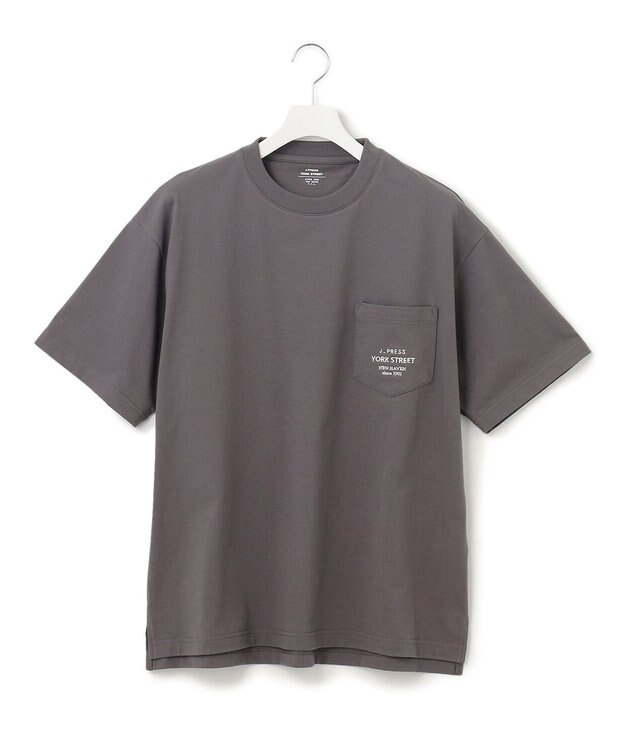 J.PRESS YORK STREET 【UNISEX】ワンポイント刺繍 ポケットTシャツ グレー系
