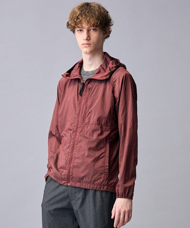 JOSEPH ABBOUD MOUNTAIN 【軽量/ECO撥水/ポケッタブル】ヴィンテージナイロンシャンブレーパーカー レッド系