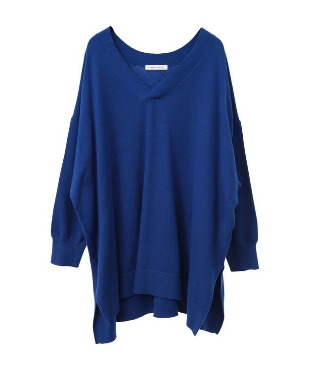 AMERICAN HOLIC バイパチＶネックロングニットプルオーバー Blue