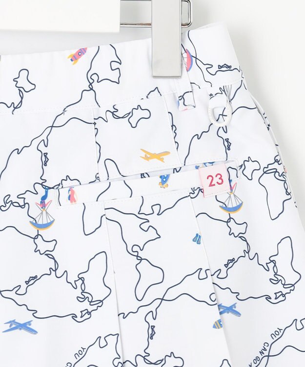 23区GOLF 【WOMEN】ワールドマップ柄 ボックスプリーツ入り キュロットスカート ホワイト系5