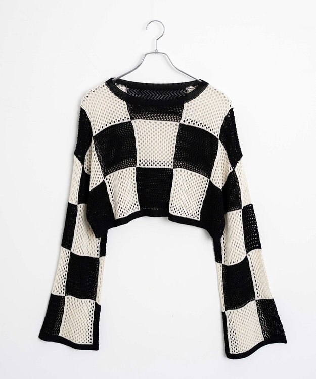 WEGO チェッカーメッシュニット ブラック