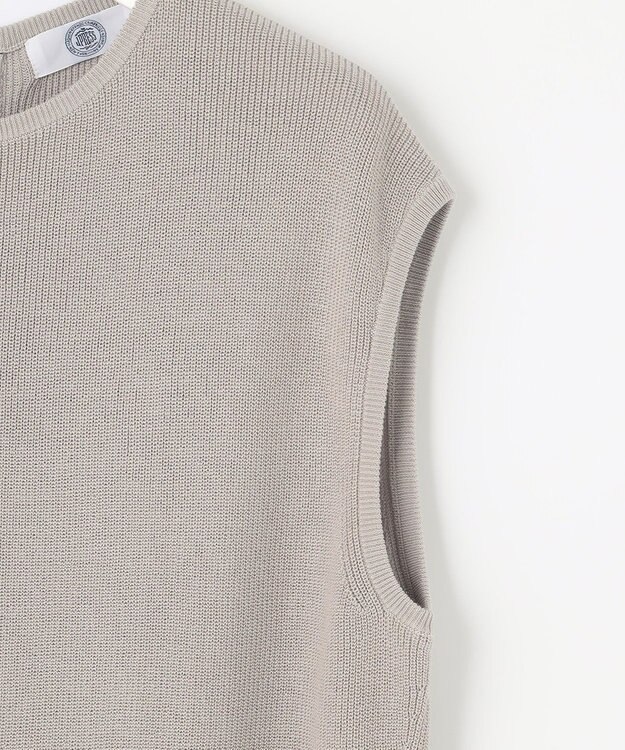 J.PRESS LADIES L 【洗える】コットンアセテート畦 ニットベスト ライトグレー系