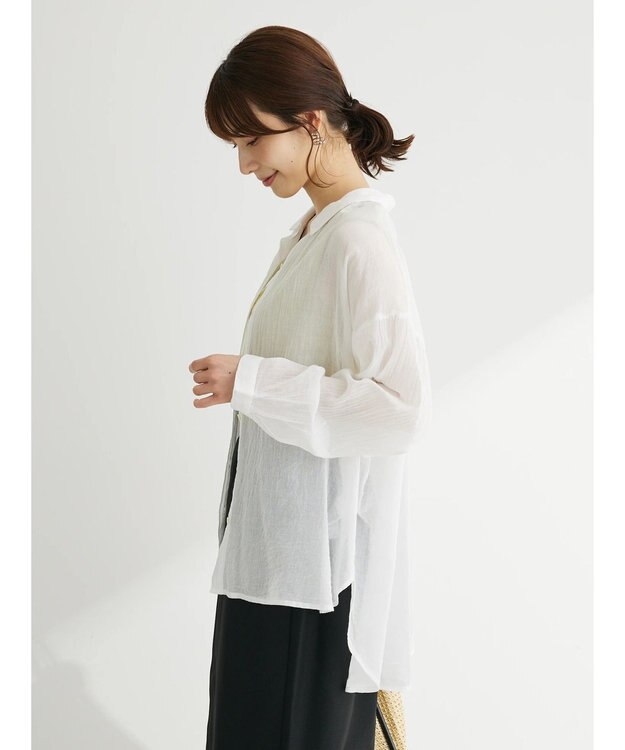 Green Parks インド綿　柔らかボイルシャツ Off White