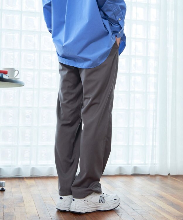 WEGO 【ウエストゴム】TRイージーストレートパンツ ダークグレー