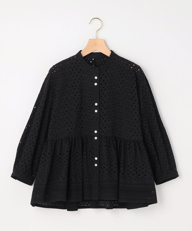 組曲 【先行予約】エンブロイダリーレーススタンドネック ブラウス ブラック系