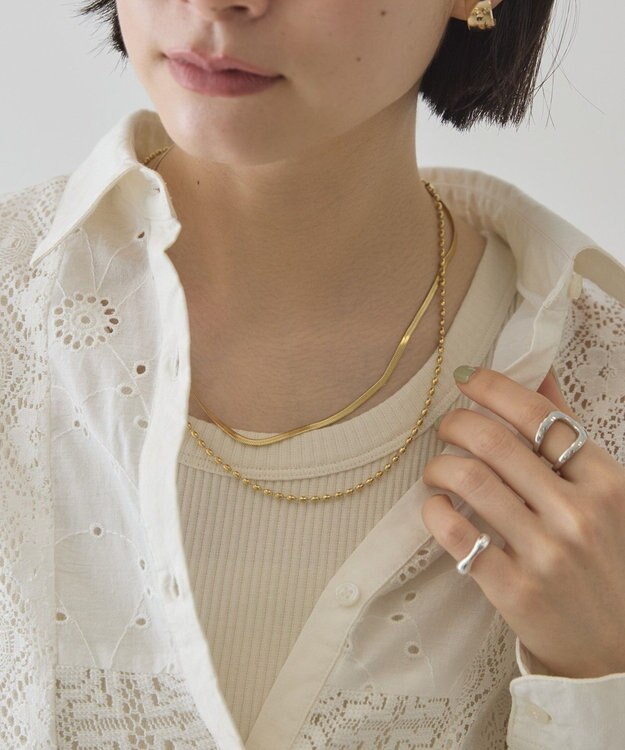 AMERICAN HOLIC 【ステンレス】スネーク2連ネックレス Gold