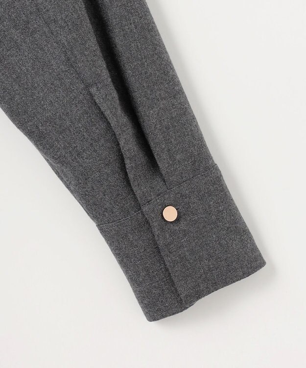 自由区 ウールジョーゼットシャツ ワンピース TOPグレー