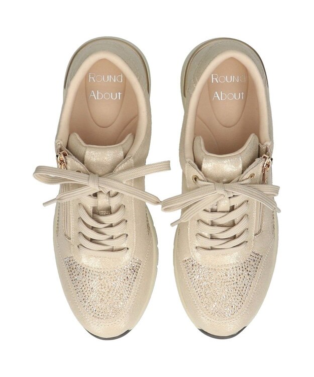 Bridget Birkin 【Round About】ラインストーンサイドジップスニーカー ゴールド