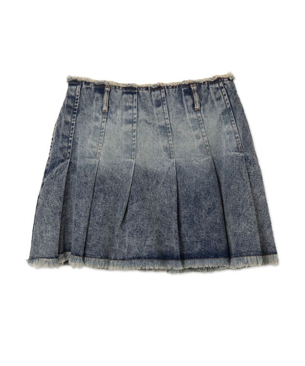 WEGO ヴィンテージウォッシュプリーツスカパン デニム中濃加工色