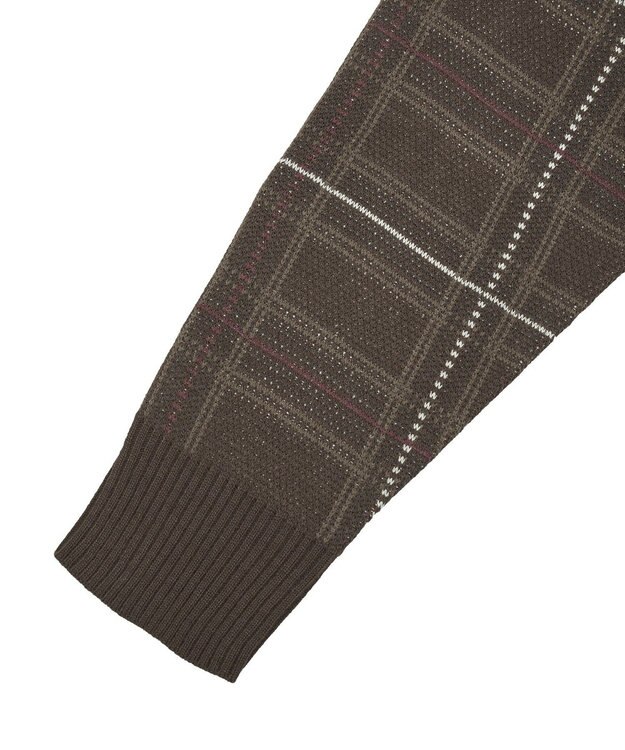 earth music&ecology チェックジャガードニットプルオーバー Check Brown