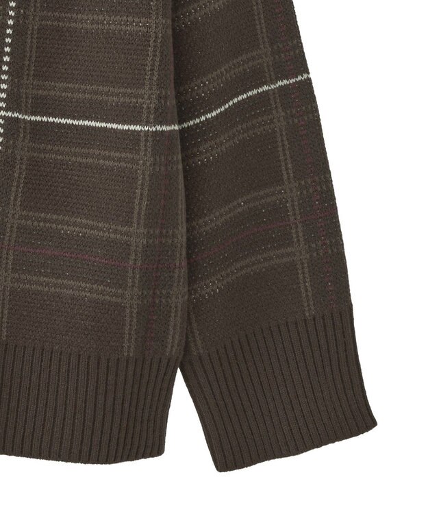 earth music&ecology チェックジャガードニットプルオーバー Check Brown