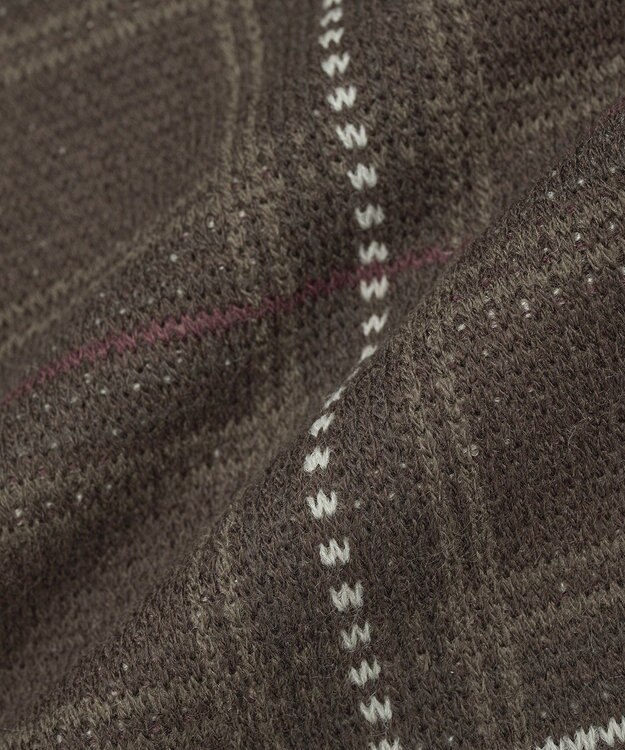 earth music&ecology チェックジャガードニットプルオーバー Check Brown