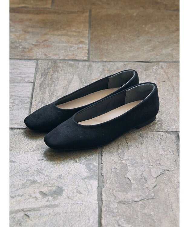 AMERICAN HOLIC 【整履き】スクエアトゥスェードフラットシューズ Black