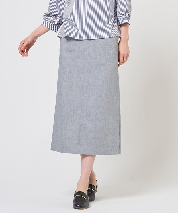 J.PRESS LADIES S TCリネン ドライツイル ナロー スカート グレーシャンブレー系