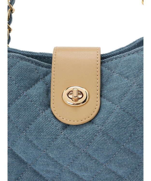 earth music&ecology デニムキルティングチェーンバッグ Light Blue