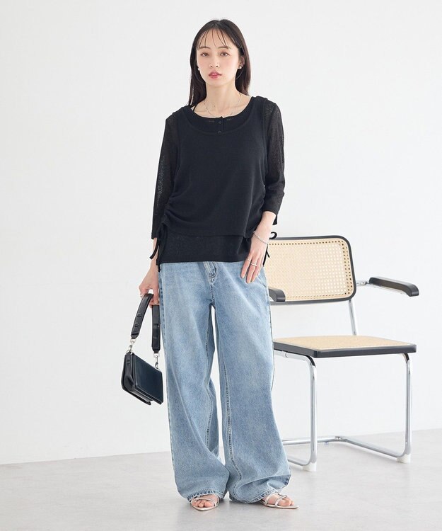 earth music&ecology ウエストアシメデニムパンツ Light Indigo