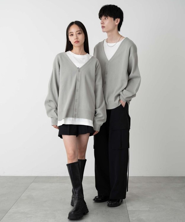 WEGO 【ユニセックス着用ITEM】ミラノリブカーディガン グレー