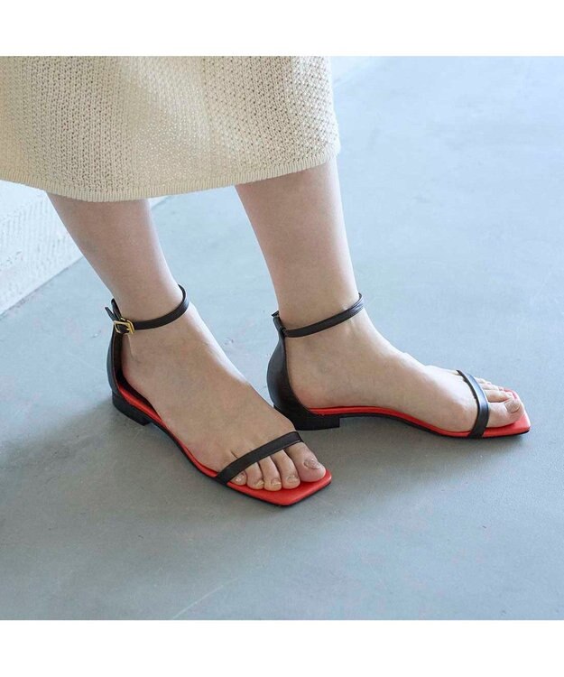 MODE ET JACOMO <MODE ET JACOMO>スリムストラップフラットサンダル ダークブラウン