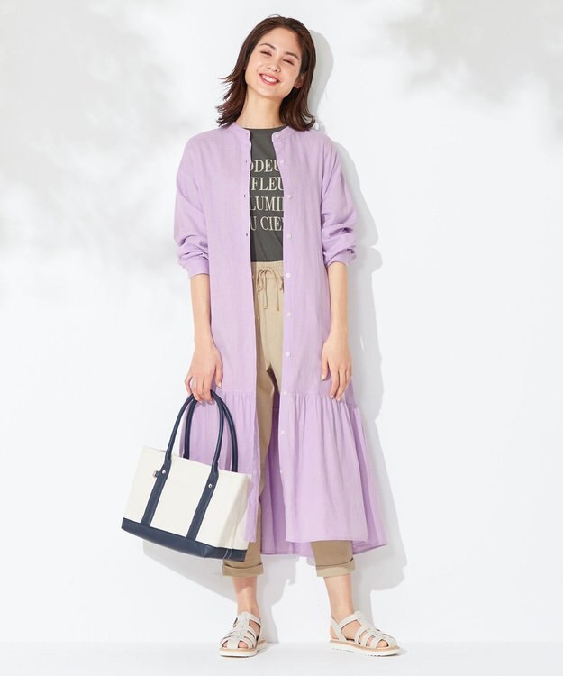 ANY 【洗える】ライトリネンクロス ワンピース パープル