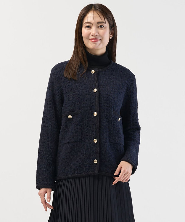 J.PRESS LADIES S NEW TWEED ニット ジャケット ネイビー系