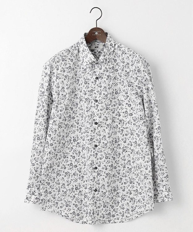 JOSEPH ABBOUD 【キングサイズ・洗える】フラワーモチーフストレッチ シャツ ホワイト系5