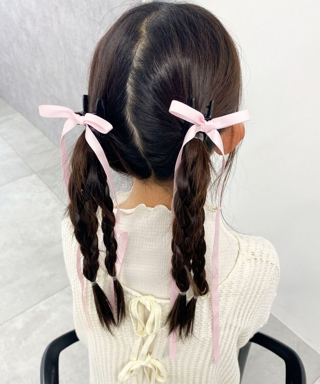 WEGO L2Pカラーロングリボンクリップ ライトピンク