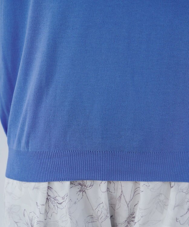 Tiaclasse L 【洗える】ビジュー付きフレンチニット ブルー