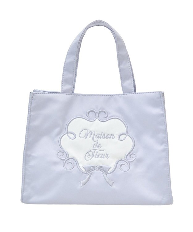Maison de FLEUR コットンキャンディ刺繍トートバッグ Grayish Blue