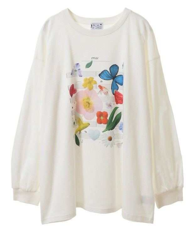 earth music&ecology いいこと奏でるグラフィックＴシャツ Gray Mixture