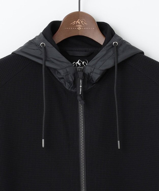 JOSEPH ABBOUD MOUNTAIN 【吸水速乾/通気性/ライナードッキング対応】ハイゲージワッフル パーカー ブラック系