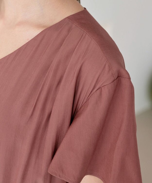 Tiaclasse 【洗える】サイドリボンドロストワンピース テラコッタ