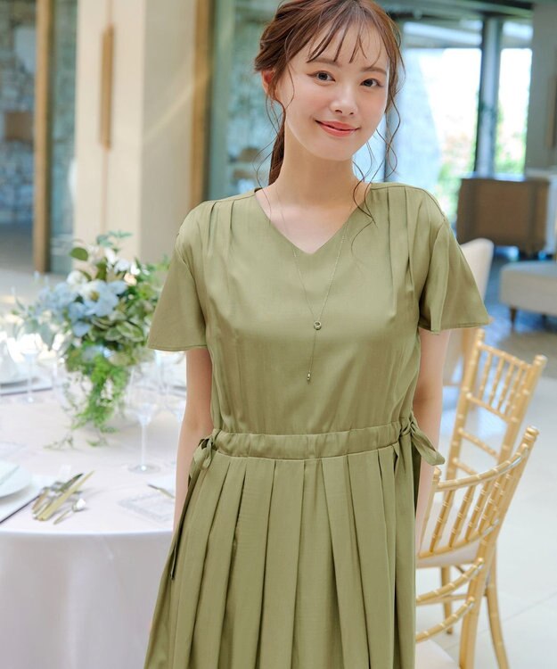 Tiaclasse 【洗える】サイドリボンドロストワンピース ライム