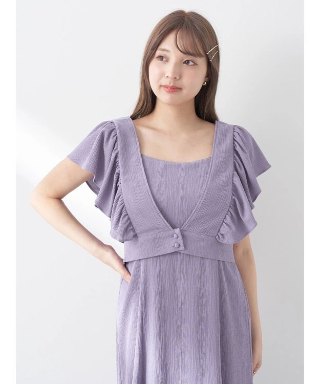 earth music&ecology ＳＥＴ２点　フリルショルダーツーピースワンピース Lavender