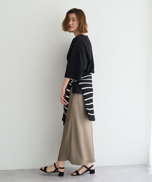 YECCA VECCA 【UVカット】ワイドスリーブ箔プリントTee Black