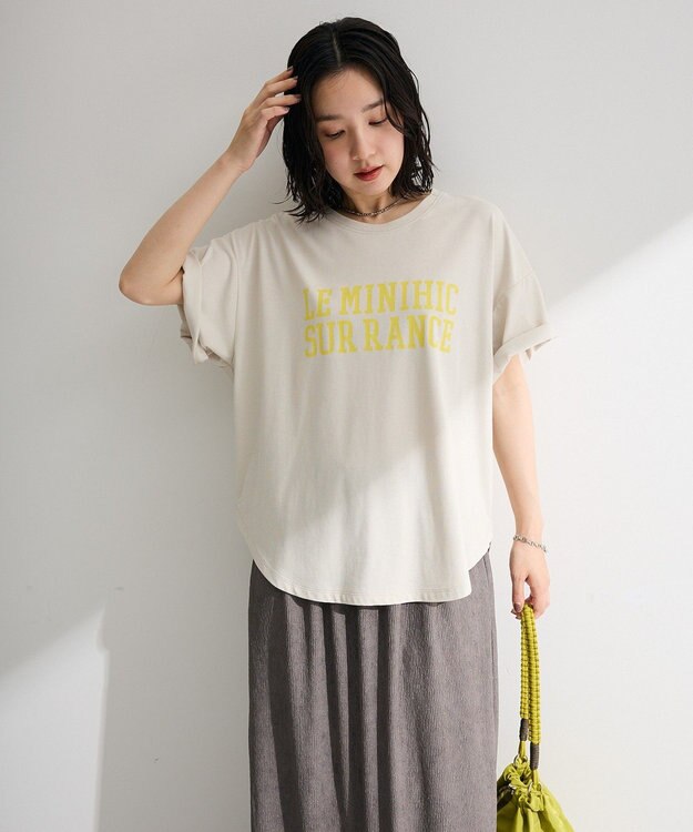 Green Parks 裾ラウンド機能ロゴTシャツ Light Beige