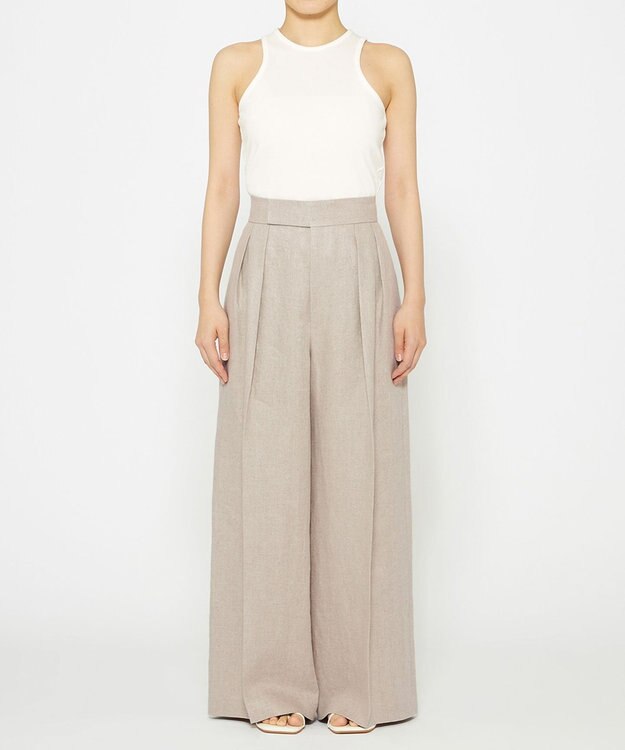 uncrave ヘリンボーン リネン ワイドパンツ（uncrave WHITE） フラックスA