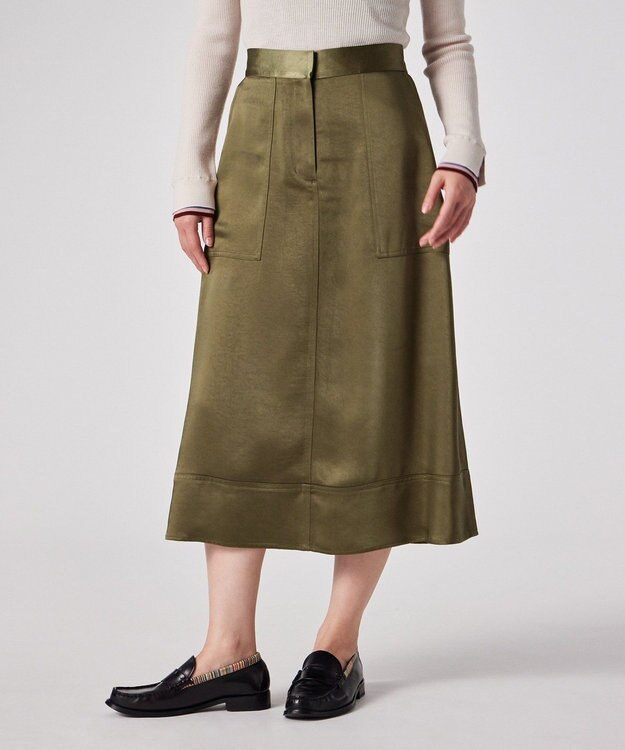 Paul Smith サテン ミリタリー スカート カーキ