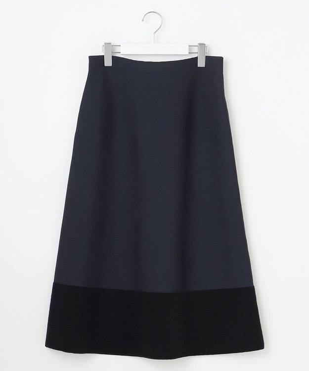 自由区 S モールブロッキングニット スカート ネイビー